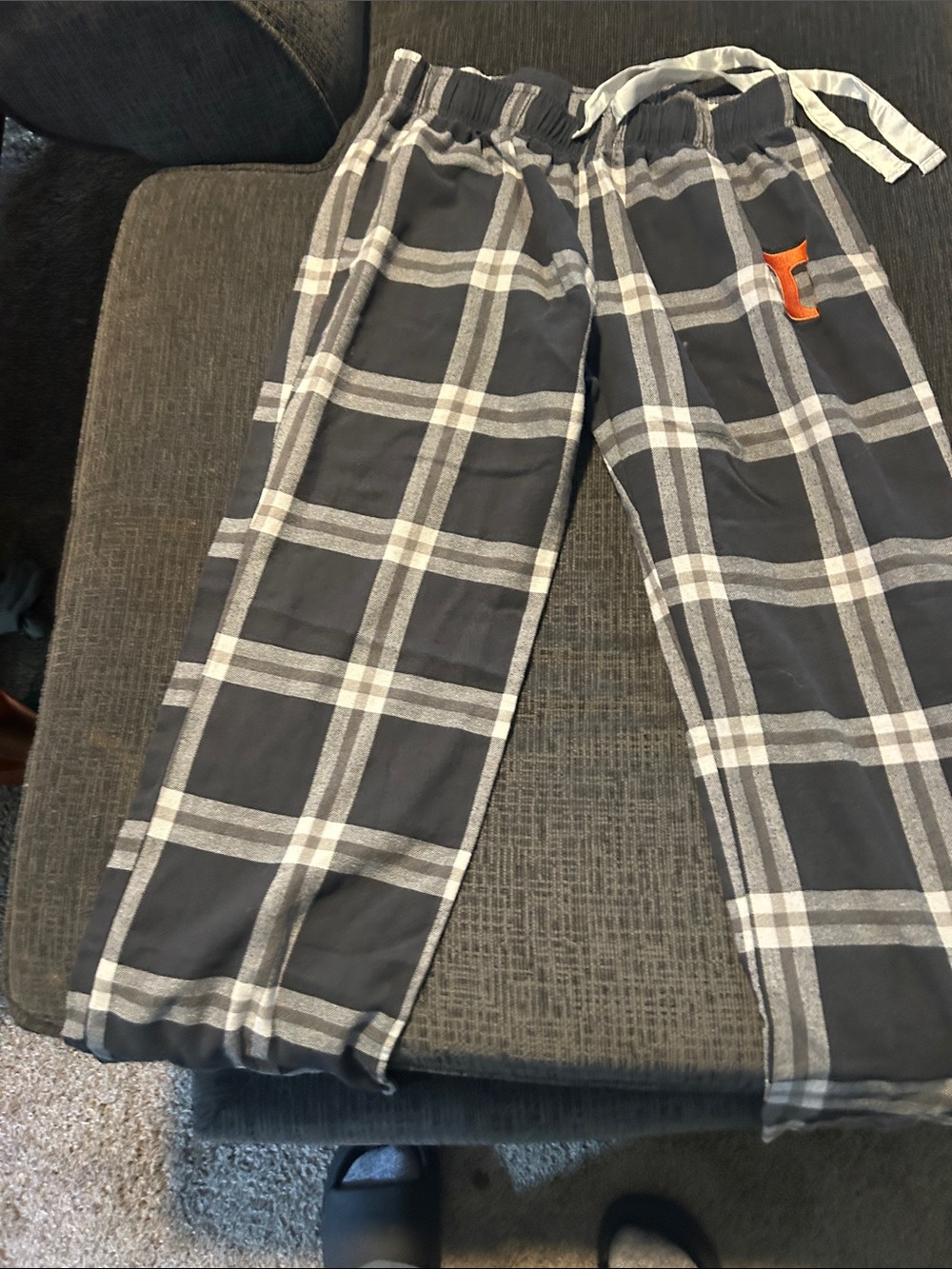 Men's Black & Gray Plaid Jogger Pants with Drawstring